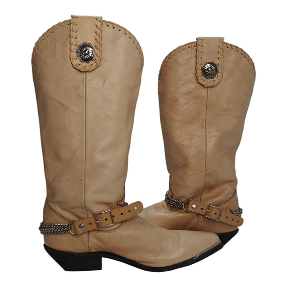 Tan buckle Vintage leather Cowboy boots sz 8.5 by Dingo - Picture 5 of 7